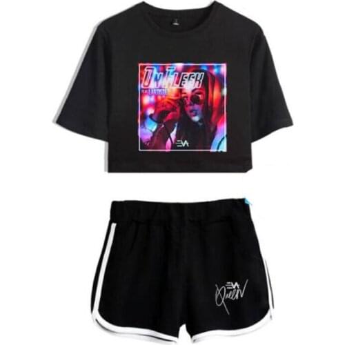 New Luxury Harajuku Fashion Eva Queen Two Piece Set Women Sexy Shorts+T-shirt Eva Queen casual summer Sports sexy Girls suits