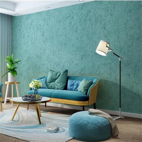 Nordic style peacock blue green wallpaper plain Southeast Asian bedroom restaurant living room hotel wallpaper clothing store