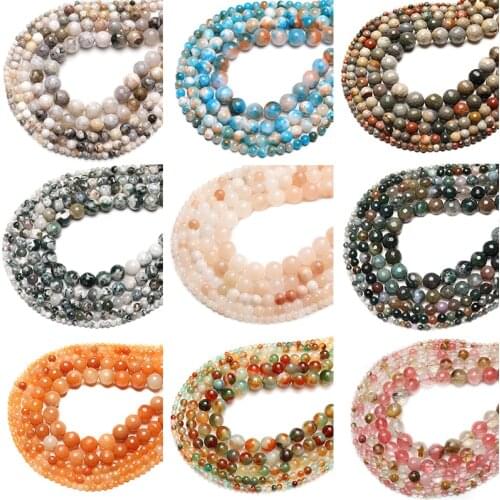 Wholesale AAA+ Stylish Natural Stone Beads Round Shape Loose Beads For Jewelry Making DIY Charms Bracelet 15''4/6/8/10/12mm