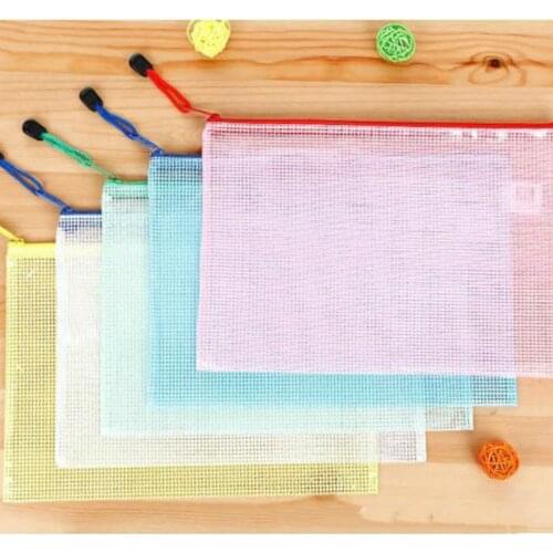 1pc A3/A4/A5/A6 Plastic Gridding Waterproof Zip Bag Paper Document File Bill Zipper Bag Pencil Pouch