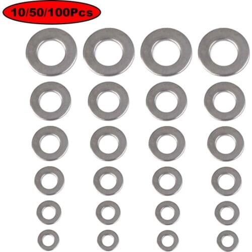 10/50/100Pcs M2 M2.5 M3 M4 M5 M6 M8 M10 M12 304 Stainless Steel Flat Washer Plain Gasket
