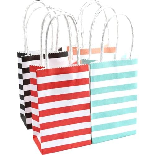 White Stripe kraft paper Gift handbag, Candy Cookie Bread Nuts Bag For Biscuits Snack Baking bag 10pcs/lot