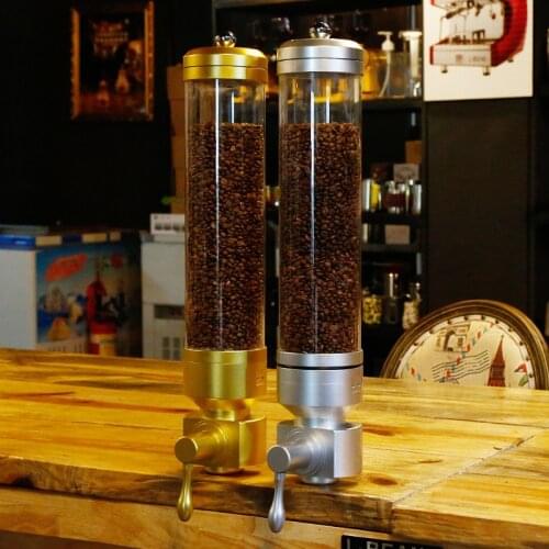Aluminium alloy & acrylic coffee bean dispenser coffee bean container stand coffee bean canister suspension sealed jar