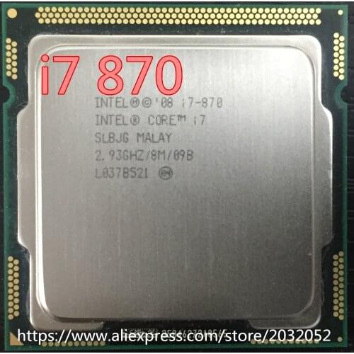 Original lntel Processor i7 870 Quad Core 2.93GHz TDP 95W LGA 1156 8MB Cache Desktop CPU (working 100% Free Shipping)
