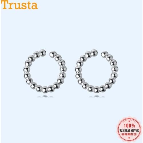 Trusta Minimalist Genuine 925 Sterling Silver Twist Clip On Earrings Ear Cuff For Women Without Piercing Earring Jewelry DA596