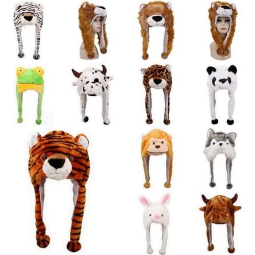 2020 Child Adult Parent-child Prop Hat Cute Fluffy Kids Cap Soft Warm Scarf Earmuff Plush Hat Mascot Huskies Hat Toy Warm Hat