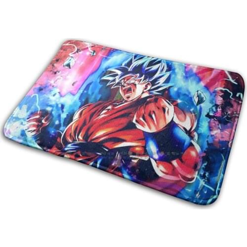 Blue Mat Rug Carpet Anti-Slip Bedroom Entrance Door Mat San Sayan Super Sayan Dbz Db Dbs Z Super Coque Anime Manga Bleu Blue
