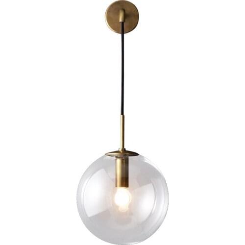 Nordic post-modern glass ball wall lamp retro simple personality bedside lamp living room corridor stairs bedroom wall light