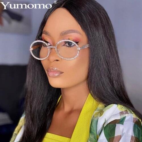 Vintage Round Cubic Zircon Sunglasses Men New Luxury Women Oval Diamond Glasses Fashion Luxury Brand Hip Hop Eyewear UV400