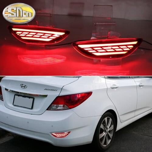 3-in-1 Functions LED Reflector Lamp Rear Fog Lamp Bumper Brake Light Dynamic Turn Signal For Hyundai Accent Sedan 2012 - 2016