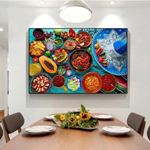 Kitchen Theme Spices Vegetables and Fruits Posters and Prints Canvas Paintings Wall Art Picture for Living Room Decor No Frame