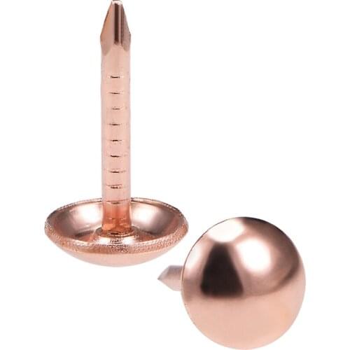 Uxcell Upholstery Nails Tacks 7mmx14mm Antique Round Thumb Push Pins Rose Gold Tone 150 Pcs