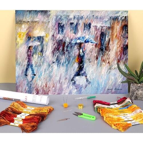 Rain Emotions Pre-Printed 11CT Cross Stitch DIY Embroidery Patterns DMC Threads Sewing Handmade Handiwork Handicraft Sales