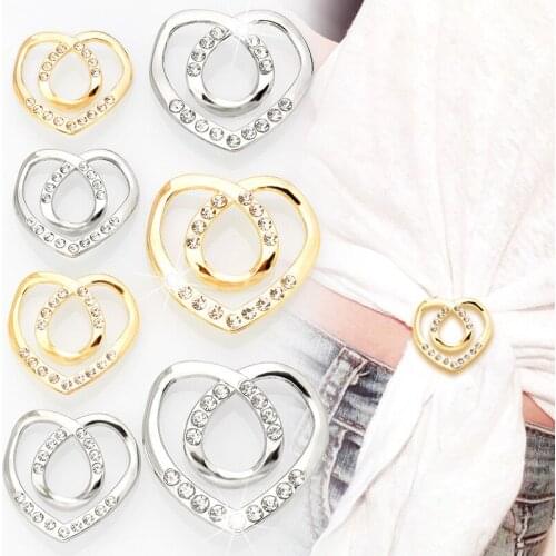 High-end Hem Knotted Button Ring Clothes T-shirt Non-slip Korean Simple silk Scarf Decoration Accessories Heart-shaped Buckle