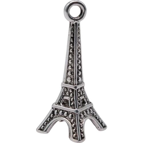 WYSIWYG 4pcs 29x11x11mm 3D Eiffel Tower Charm Charms For Jewelry Making Antique Silver Color 3D Eiffel Tower Charms