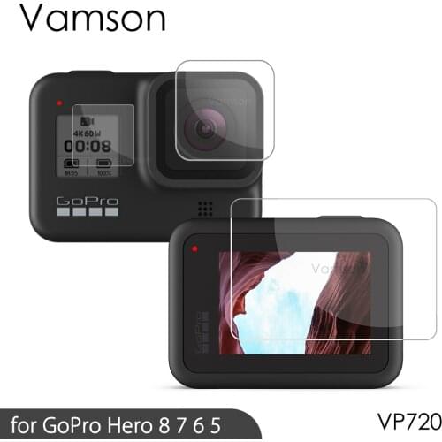 Vamson for GoPro Hero 8 Black 7 6 5 Screen Protector For Go pro Hero7 Black Camera Lens Accessories Protective Film Case VP710G