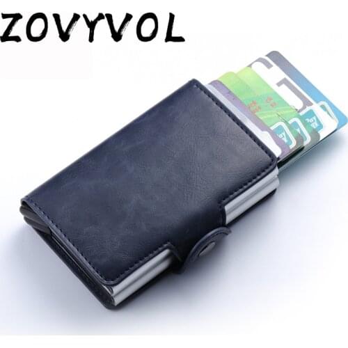 ZOVYVOL 2021 RFID Business Slim Wallet PU Leather Aluminum Double Layer Card Holder Automatic Popup ID Credit Card Coin Purse