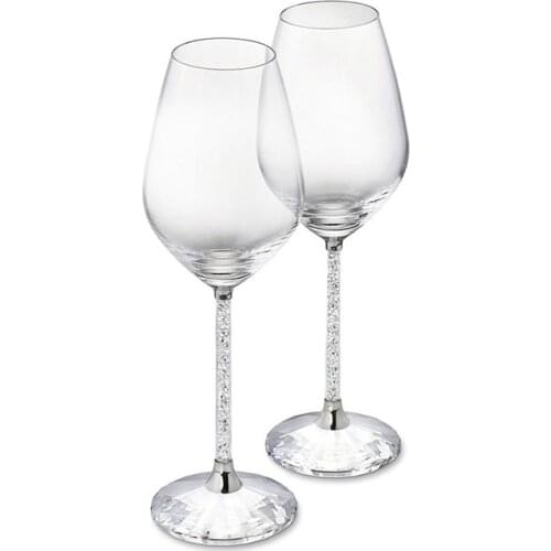 2 Pcs Wedding Glasses Goblet Wine Glass Crystalline Luxury Party Toasting High Quality Crystal Rhinestones Design H1004