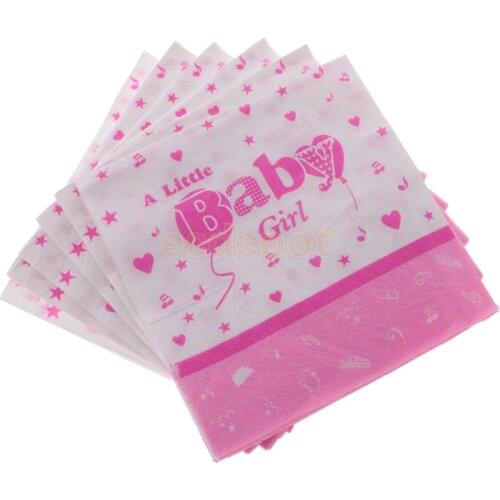20pcs Disposable Serviettes Baby Girls Boys Napkins Baby Shower Party Tableware