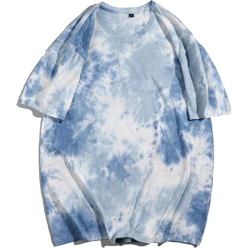 2021 Summer Fashion Tie Dye Cotton T-Shirts Womens Oversized Tops Mens Harajuku Sweatshirt Skateboard T Shirt Vintage Clothes