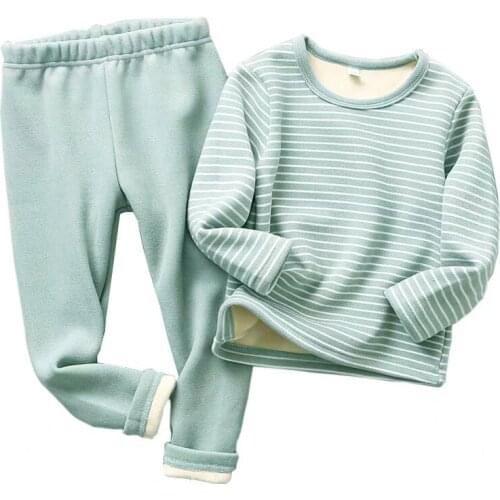 2020 Winter Kids Pajamas Sets Warm Pyjamas for Autumn Toddler Boys Thicken Girls Sleepwear Flannel Baby Thermal Underwear Suits