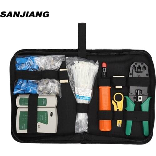 2KT-2169A 10pcs/set Lan tester RJ45 Crimping pliers portable LAN network repair tool cable tester Multifunctional hand tool kit