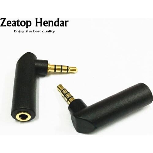 5Pcs New Type Gold 3.5mm 4Pole 90Degree Right Angle Female to 3.5mm 4Pole Male Audio Stereo Plug L Shape Jack Adapter Connector
