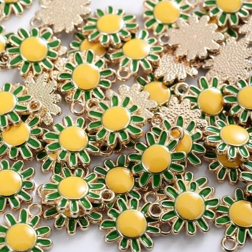 10/20Pcs Cute Alloy Material Sunflower Shape Beads Charms Loose Spacer Beads For Jewelry Making Necklace Earrings Accessories