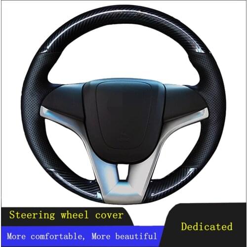 DIY Car Steering Wheel Covers Black Carbon Fiber Leather For Chevrolet Cruze 2009-2014 Aveo Orlando Holden Cruze Ravon R4