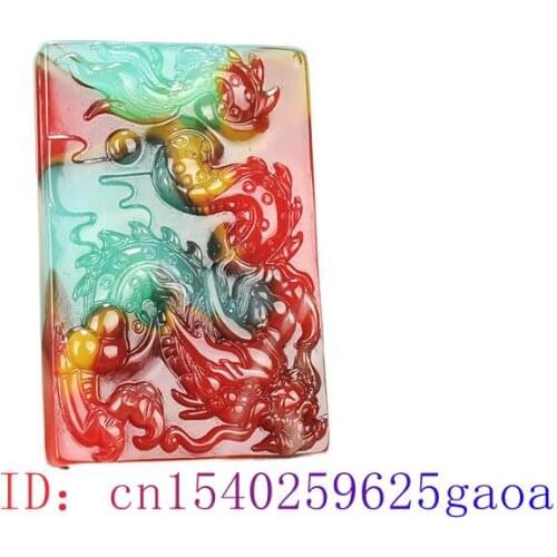 Colour Jade Dragon Pendant Charm Women Chinese Amulet Fashion Jadeite Jewelry Gifts Natural Necklace Carved