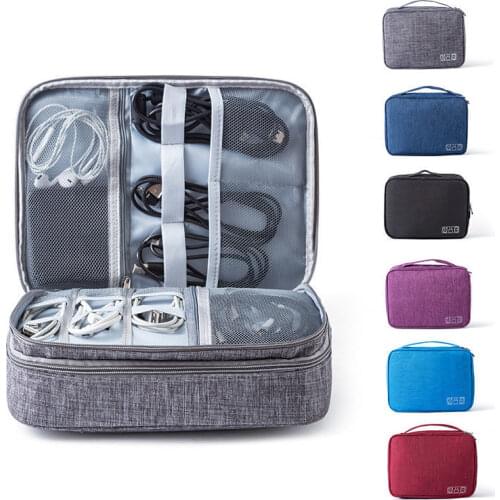 Travel Cable Bag Portable Digital USB Gadget Organizer Charger Wires Cosmetic Zipper Storage Pouch Kit Case Accessories Supplies