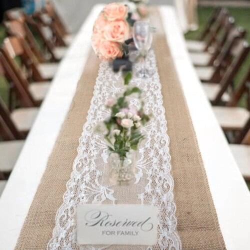 47Elegant Jute Table Runner Burlap Lace Table Cloth Wedding Party home Decoration Tablecloth table runners modern