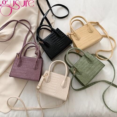 Gusure 2021 Fashion Trend Women Crocodile Pattern Crossbody Handbags Vintage Classic Style Shoulder Bag Ladies Mini Purse Tote