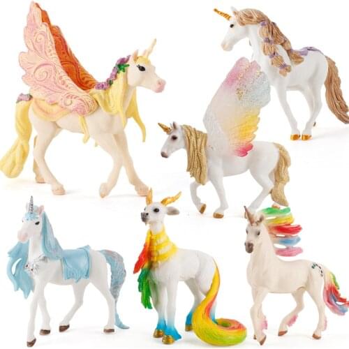 Pegasus Doll Toy Simulation Mini Animal Model Unicorn Flying Horse Figure Model Wild Figures Kids Toys Figurine