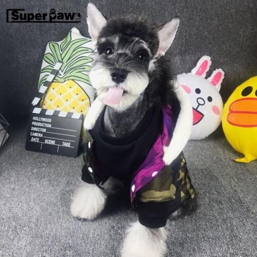Camouflage Dog jacket shark shape cotton Dogs winter Warm clothing schnauzer two sides wearing hoodie Coat Dropshipping YHC04