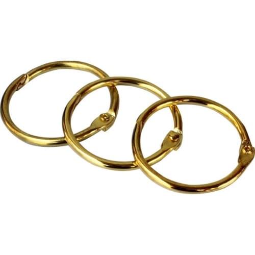 10Pcs 32mm Golden Metal Loose Leaf Book Binder Hinged Rings Album Ring Scrapbook Binders Craft Ring For Photo Album Circle Clips