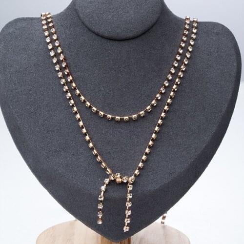 SHUANGR Fashion Multilayer Rhinestone Pendant Necklace Clavicle Choker Chain Gold Necklaces Jewelry Accessories Gifts