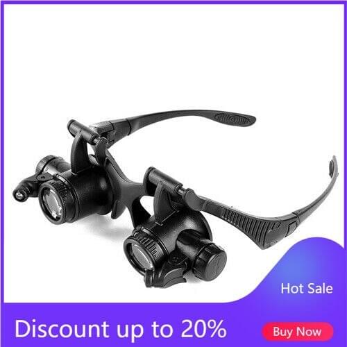 Head-mounted Binocular Magnifying Glasses Lens with LED For Watch Clock Repair