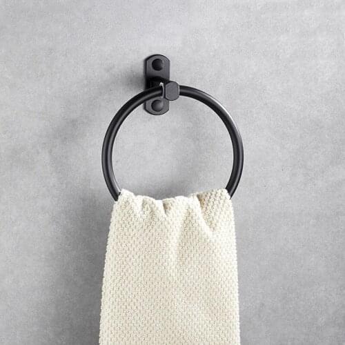 Wall-mounted Towel Ring, Round Hanger, Towel Rack, Space Aluminum Hanging Towel Bar, Bathroom Pendant, Hardware Fixing Device