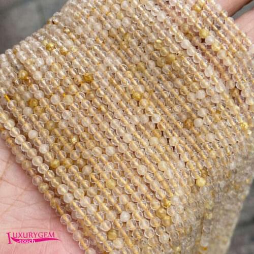 Natural Rutilated Stone Loose Small Beads High Quality 2.5mm Faceted Round Shape DIY Gem Jewelry Accessories 38cm wk363