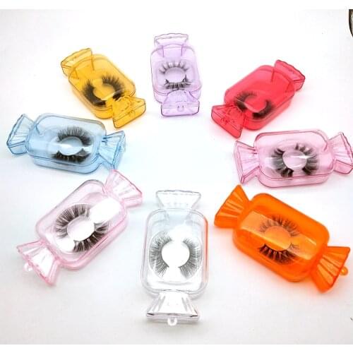 NEW 20/50/100pcs cute candy shape 25mm Eyelash Packaging Box wholesale Lash Boxes Packaging eyelashes case Makeup Case empty