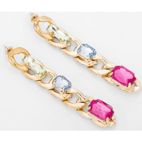 YFJEWE New Arrive Fashion Jewelry Large chain collocation bright elegant crystal drop earrings Women Wedding Long Earrings #E032