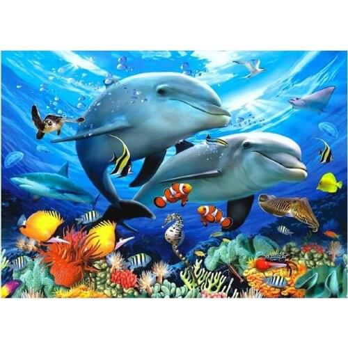 DIY new product 5D full-width/full-circle diamond painting cartoon character dolphin home decoration diamond embroidery