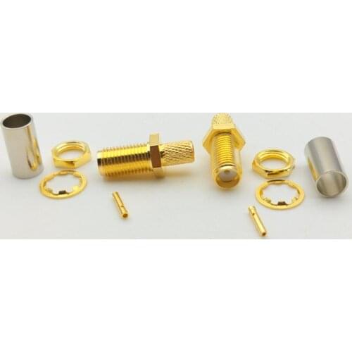 100pcs SMA Female Crimp Connector for Coaxial RG58 LMR195 cable adapter