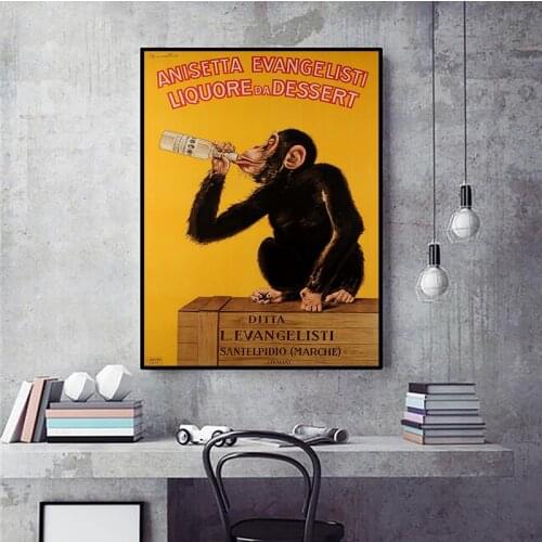 GOODECOR Poster Print Painting Vintage Drinking Orangutan Wild Animals Canvas Wall Painting Living Room Wall Art Decoration