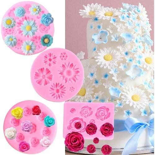 Rose Flower Silicone Molds Wedding Fondant Cake Decorating Tools Cupcake Topper Chocolate Mold Candy Polymer Clay Moulds