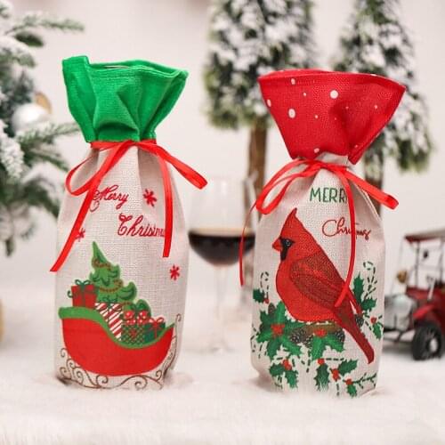 Christmas Wine Bottle Covers Bag Holiday Champagne Bottle Cover Red Merry Christmas Table Decorations For Home New Year 2022