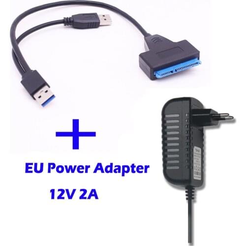 Sata to USB Adapter USB 3.0 to SATA III Cable Up to 6 Gbps Support 2.5 Inches External SSD HDD Hard Drive 22 Pin Power Adapter