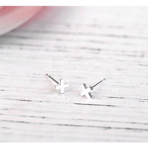 L&P 100% 925 Sterling Silver Fashion Cross Stud Earrings With Push-Back Clasp Earrings for Women Jewelry