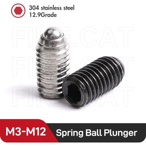 Hex Socket Spring Ball Plunger Set Screws M3 M4 M5 M6 M8 M10 M12 Stainless Steel Spring Hex 12.9 Steel Ball Point Plunger Screw